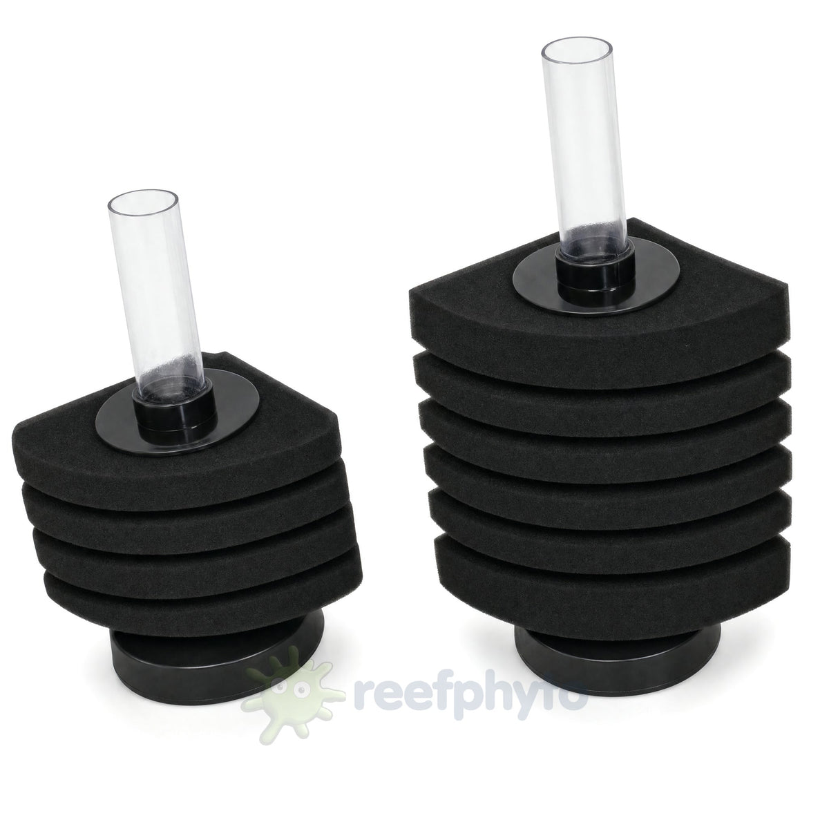 Corner style air driven sponge filter in small and medium sizes, black sponge with clear lift tube