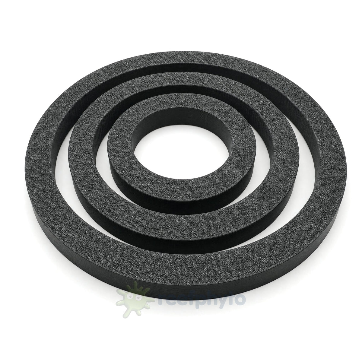 Reefphyto Floating Fish Feeding Rings, 3D printed PETG 3-pack in black, nested