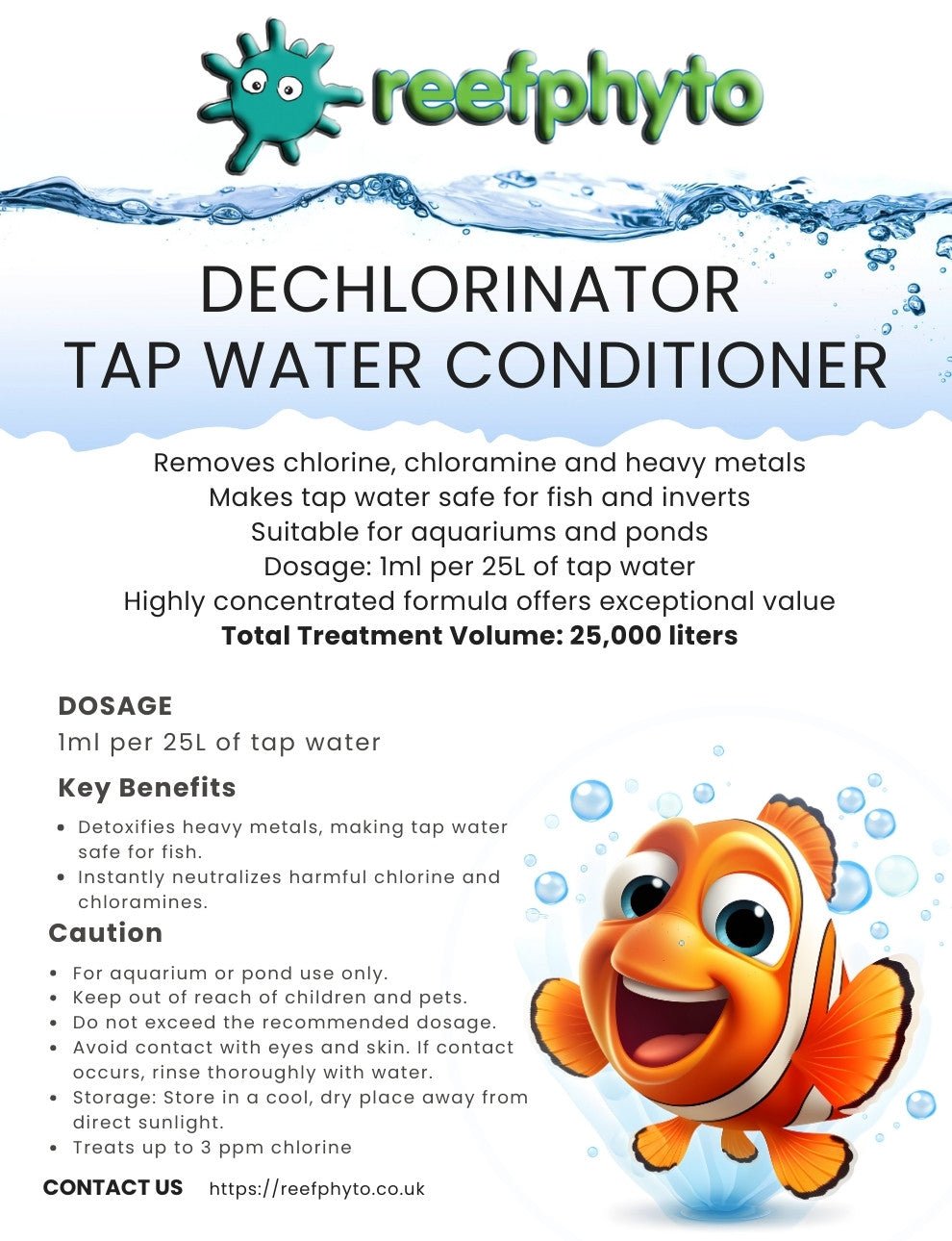 Safe Water Aquarium Dechlorinator – Treats 25,000 Liters - Reefphyto Ltd