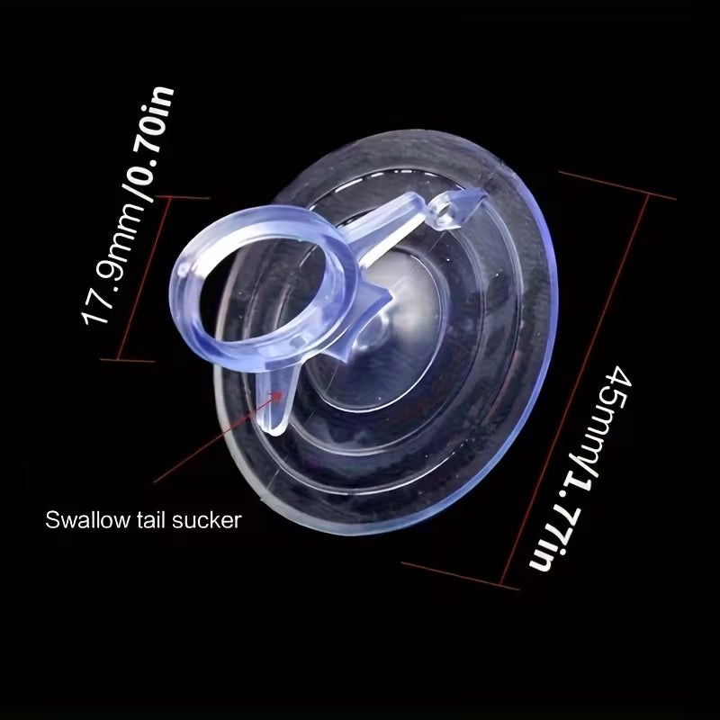 Aquarium suction cup dimensions, 45mm cup and 17.9mm ring with swallow tail release tab