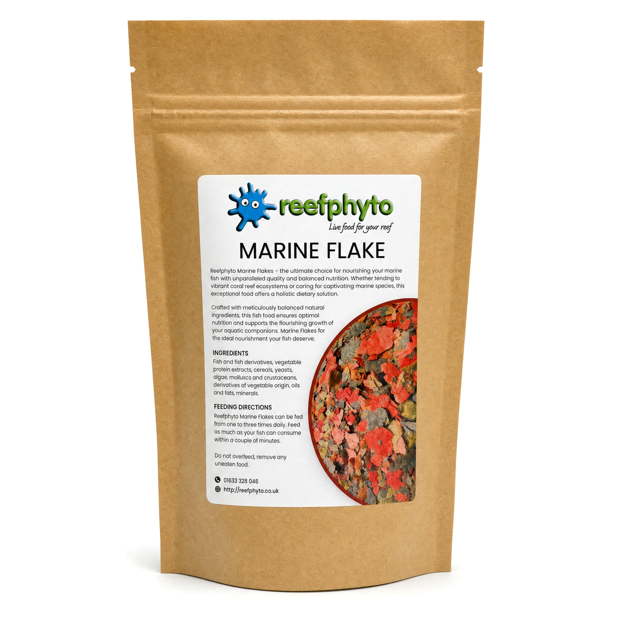 Reefphyto Marine Flake Premium 45g kraft pouch, complete daily food for marine fish