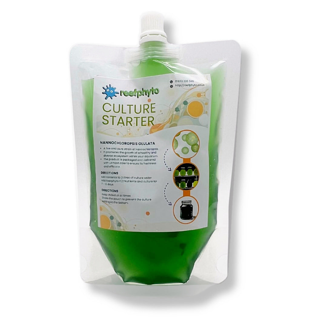 Reefphyto Nannochloropsis oculata live phytoplankton starter culture pouch for growing your own phyto at home