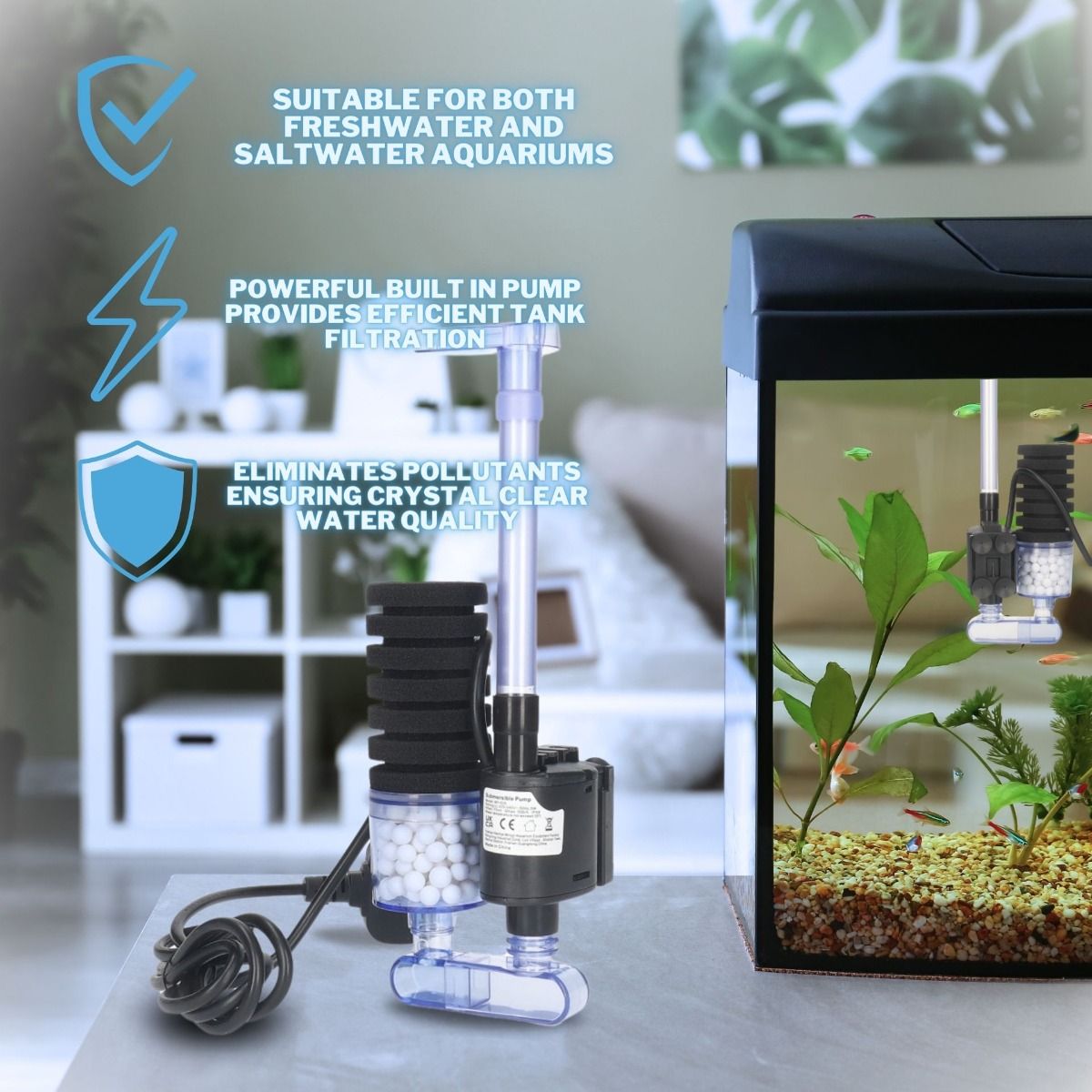 Aquarium Sponge Internal Bio Filter With Built In Pump - Reefphyto Ltd